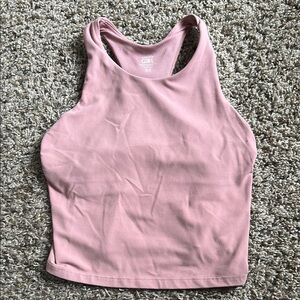 Athleta Girl Rise Above Rib Cropped Tank Top in Rose- Size XL/14